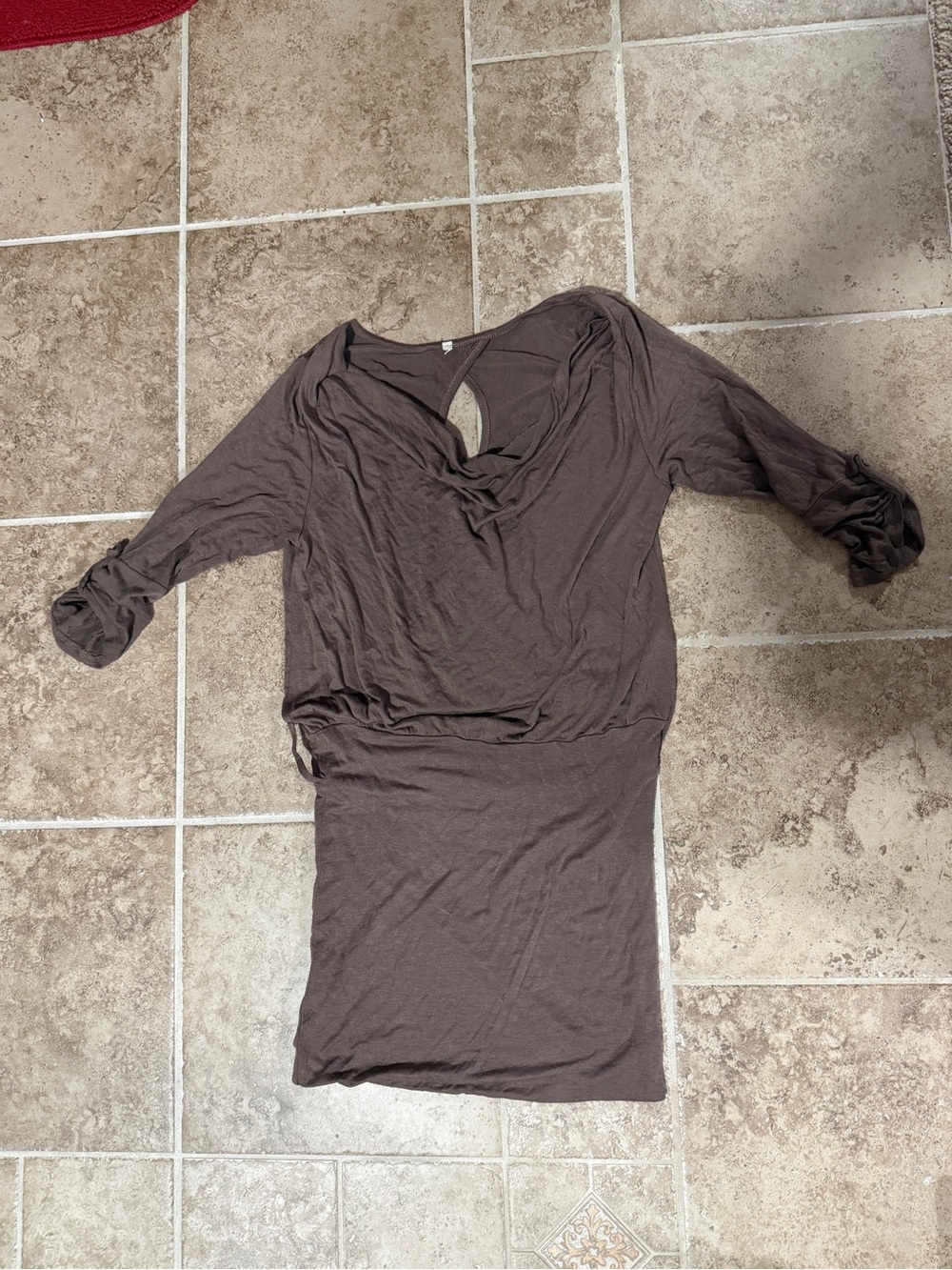 Brown cowl neck mini dress